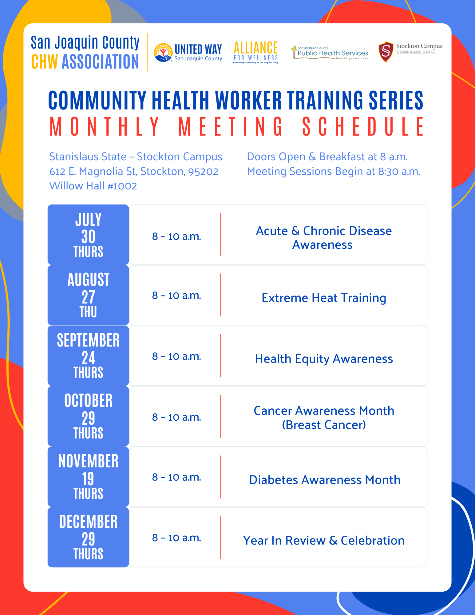CHW Network Series July - December 2026 Schedule