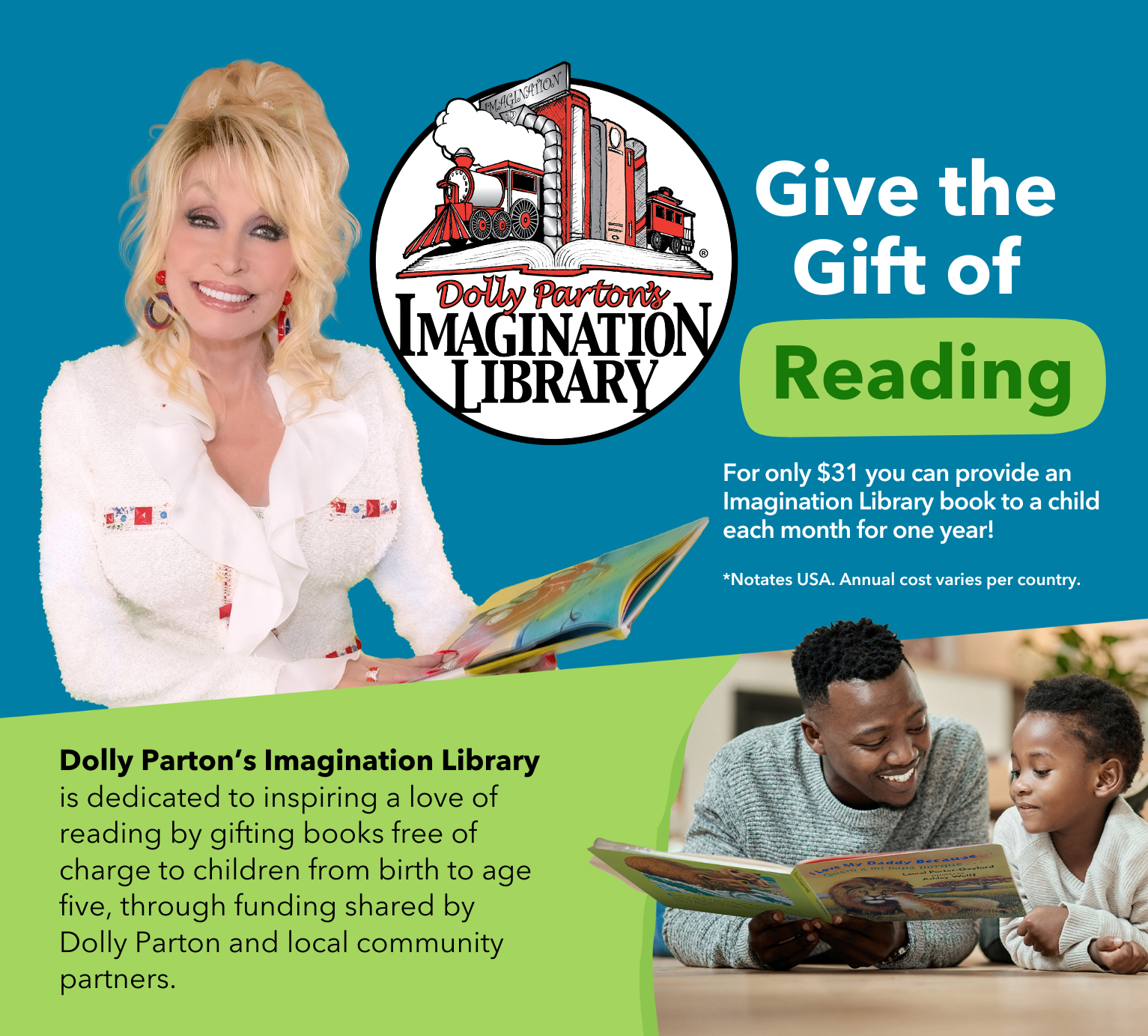 Dolly Parton's Imagination Library Donation Form Graphic