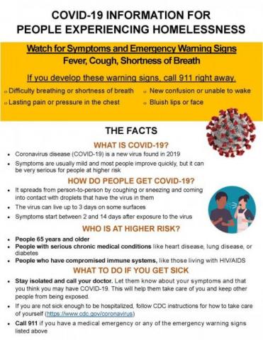 COVID-19 Information for People Experiencing Homelessness